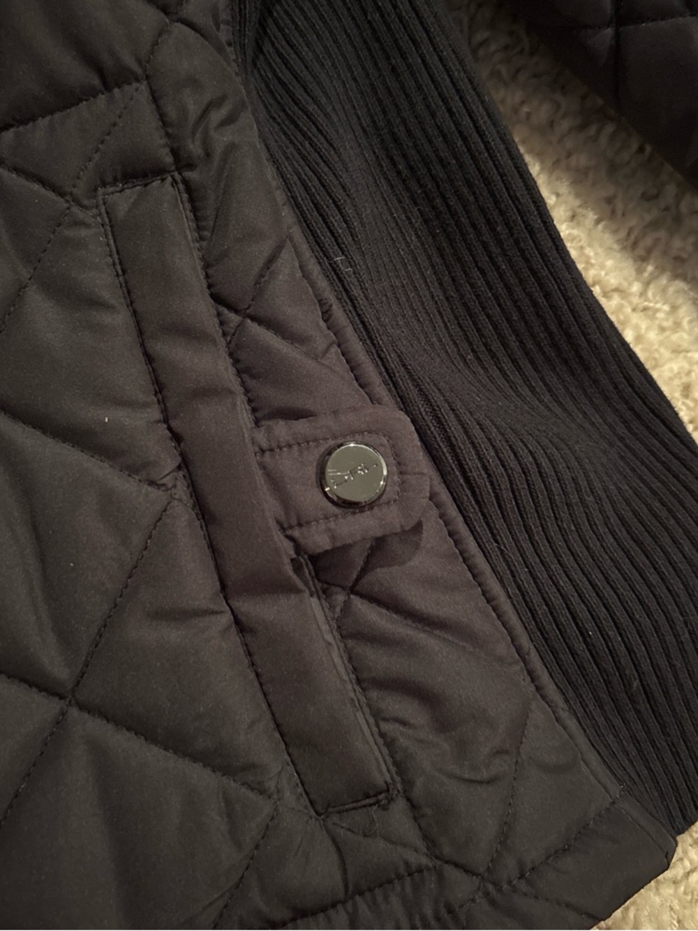 Lauren Ralph Lauren Petite Quilted Faux Leather Shoulder Collared Jacket Size PL - Picture 3 of 9